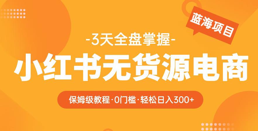 2023【阿本小红书无货源电商训练营】保姆级教程,从0到1,3天全盘掌握,轻松日入300+