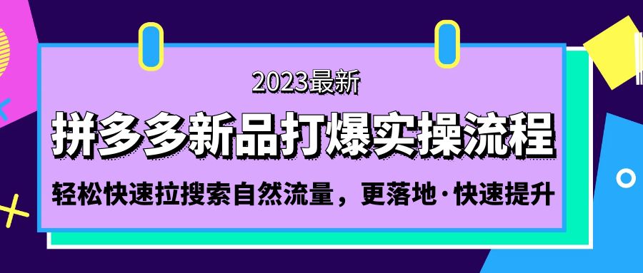 （5036期）拼多多-新品打爆实操流程：轻松快速拉搜索自然流量，更落地·快速提升!-888资源网