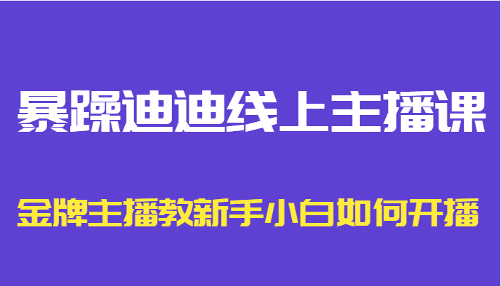 暴躁迪迪线上主播课，金牌主播教新手小白如何开播-888资源网