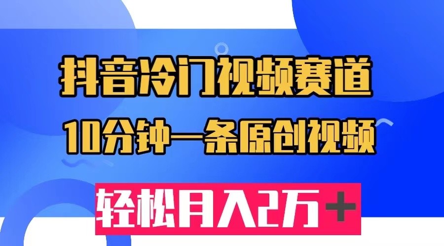抖音冷门视频赛道，10分钟一条视频，轻松月入2W＋-888资源网