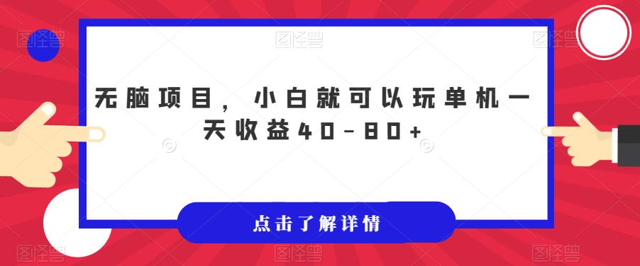 无脑项目，小白就可以玩单机一天收益40-80+【揭秘】-888资源网
