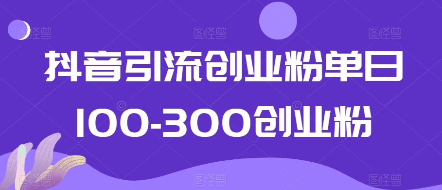 抖音引流创业粉单日100-300创业粉-888资源网