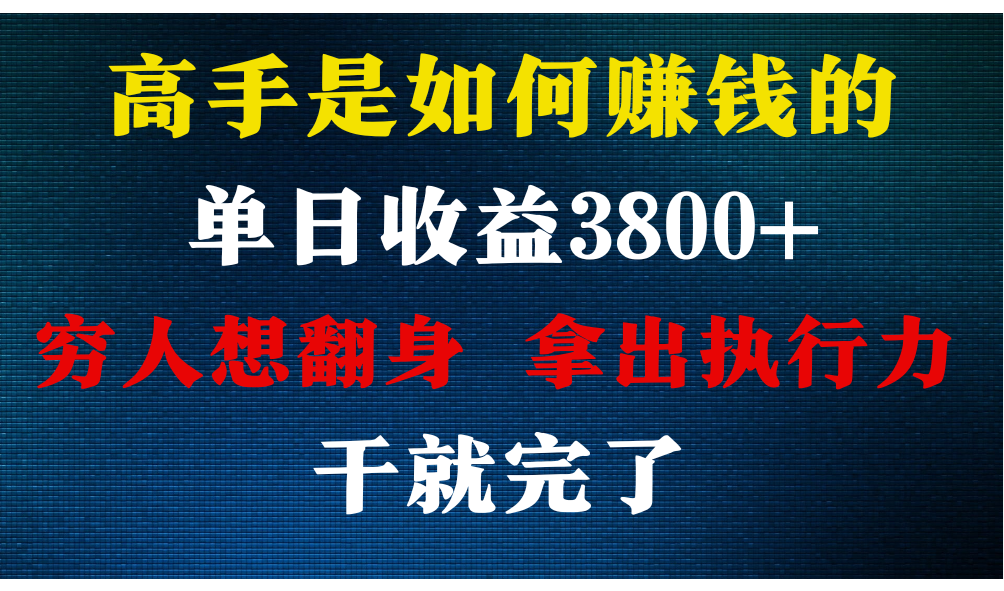 高手是如何赚钱的，每天收益3800+，你不知道的秘密，小白上手快，月收益12W+-888资源网