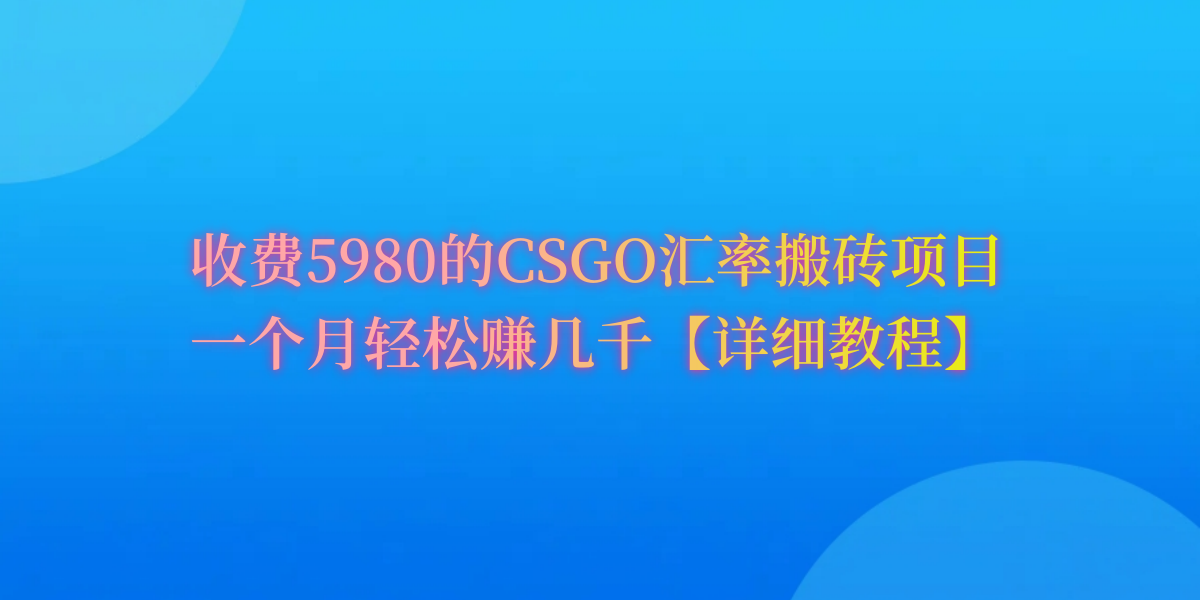 （9776期）CSGO装备搬砖，月综合收益率高达60%，你也可以！-888资源网