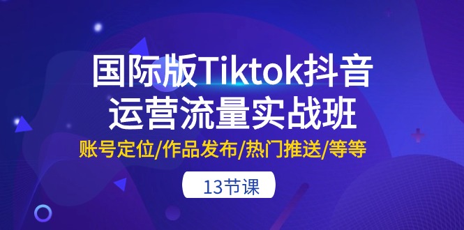 国际版Tiktok抖音运营流量实战班：账号定位/作品发布/热门推送/等等（13节）-888资源网