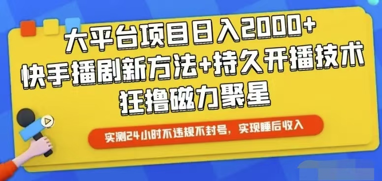 （10694期）快手24小时无人直播，真正实现睡后收益-888资源网