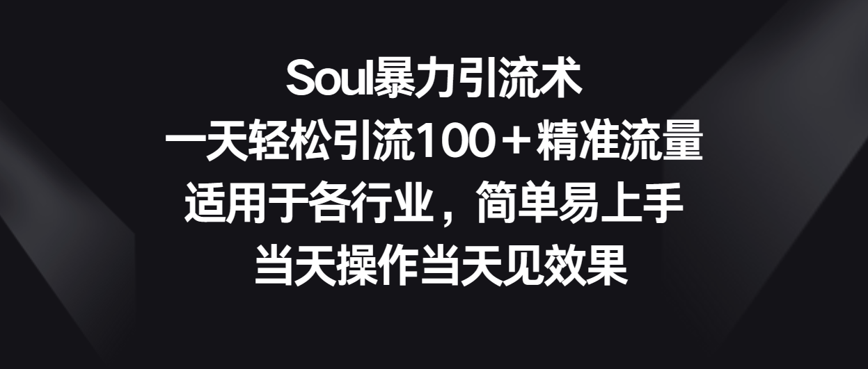 Soul暴力引流术，一天轻松引流100＋精准流量，适用于各行业，简单易上手！-888资源网