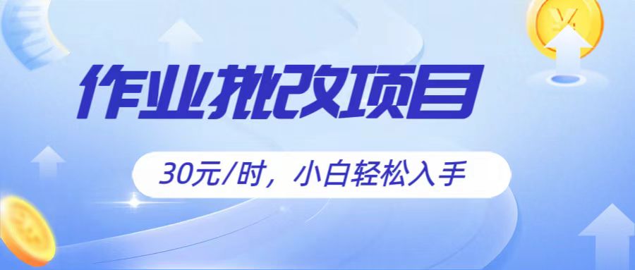作业批改项目30元/时，简单小白轻松入手，非常适合兼职-888资源网