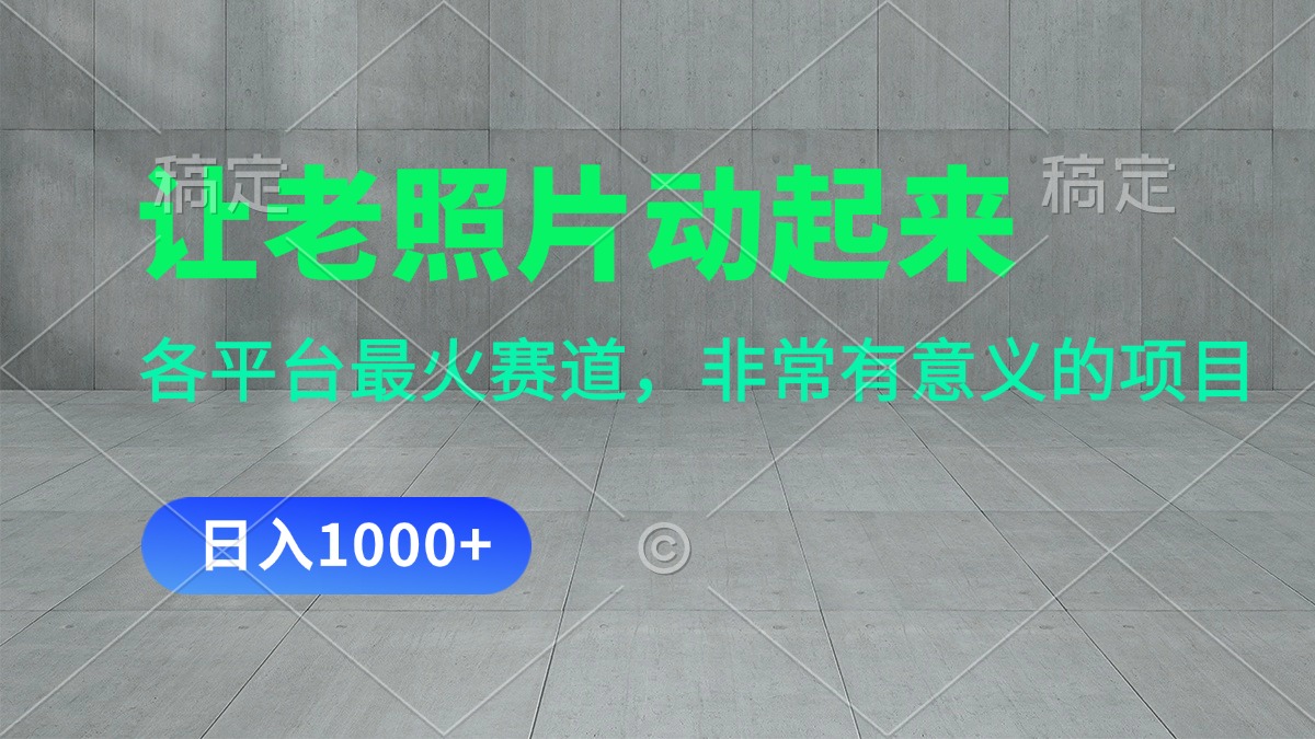 （11671期）让老照片动起来，一天变现1000+，各平台最火赛道，看完就会-888资源网