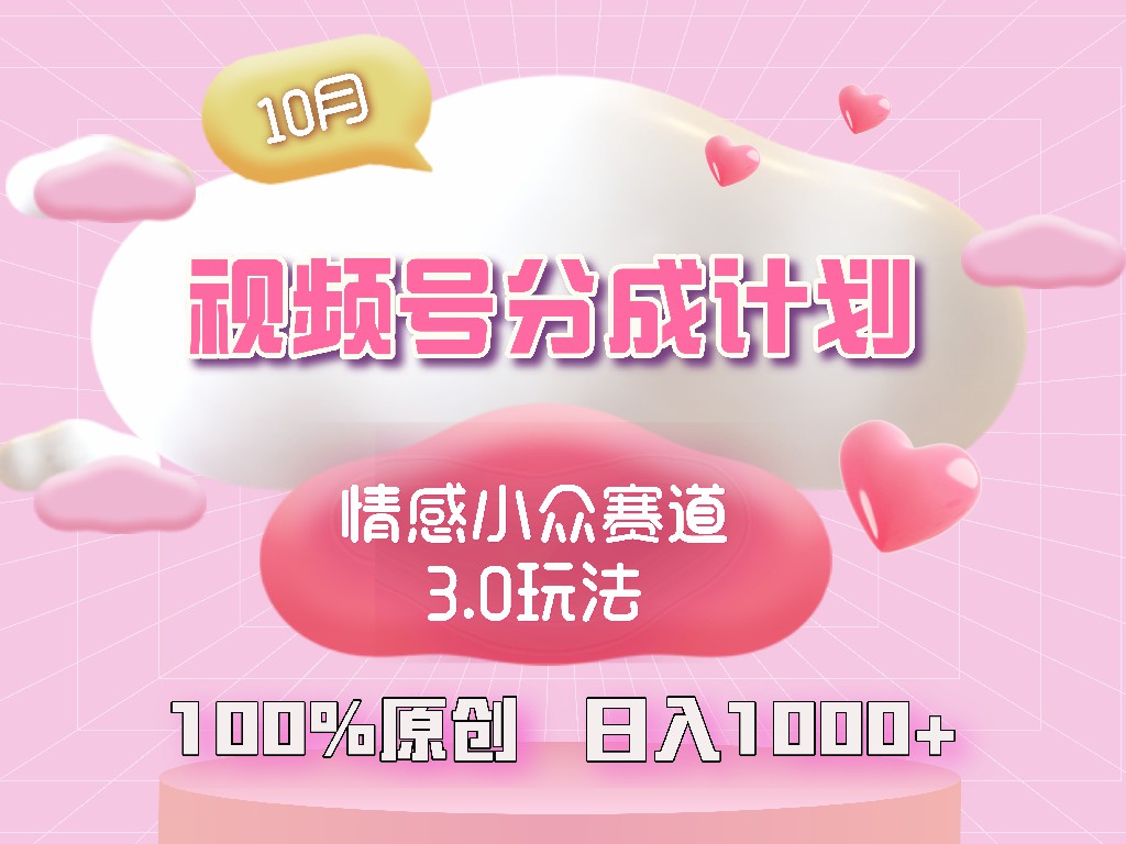 （12939期）视频号情感小众赛道3.0.纯原创视频，每天1小时，小白易上手-888资源网