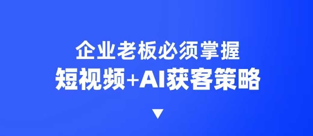 企业短视频AI获客霸屏流量课，6步短视频+AI突围法，3大霸屏抢客策略-888资源网