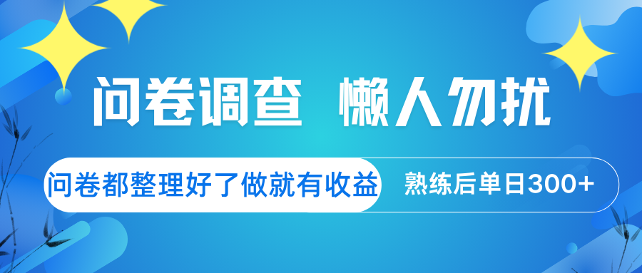 问卷调查  懒人勿扰 问卷都整理好了，做就有收益，熟练后日入300+-888资源网