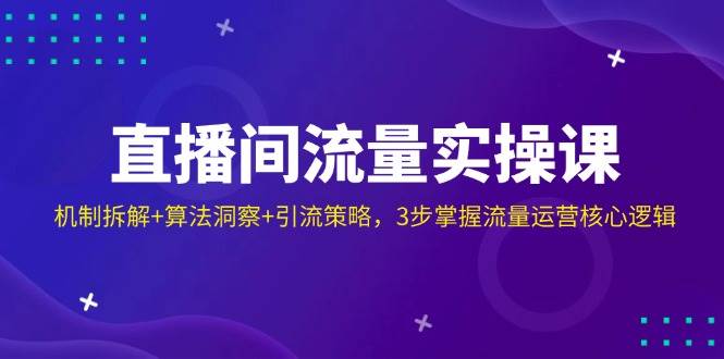直播间流量实操课：机制拆解+算法洞察+引流策略，3步掌握流量运营核心逻辑-888资源网