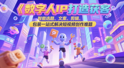 数字人IP打造获客变现实操课，智能选题、文案、剪辑、包装一站式解决短视频创作难题-888资源网