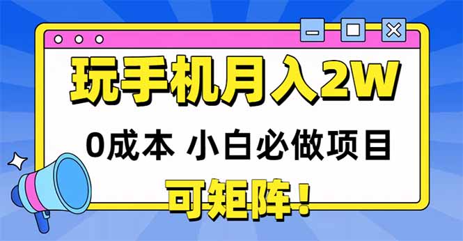 （14879期）玩玩手机月入20000+，0成本小白必做项目，可矩阵-888资源网