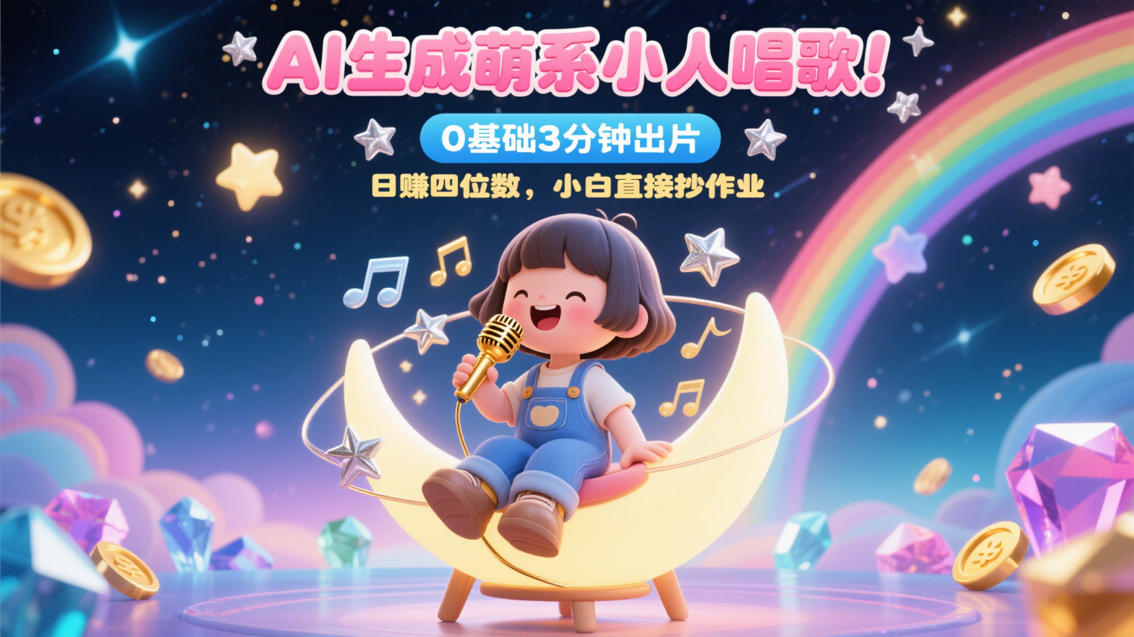 AI生成萌系小人唱歌！0基础3分钟出片，28个作品涨粉9万，日赚四位数，小白直接抄作业-888资源网
