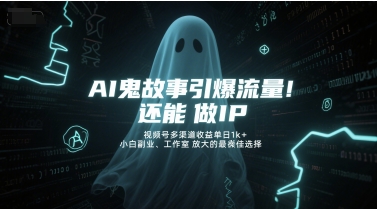 AI鬼故事引爆流量，还能做IP，视频号多渠道收益单日1k+，小白副业、工作室放大的最佳选择-888资源网