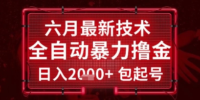 六月最新技术全自动暴力撸金，稳定日入2k+包起号，长期稳定-888资源网