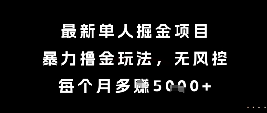 最新单人掘金项目，暴力撸金玩法，无风控，每个月多挣5k+-888资源网