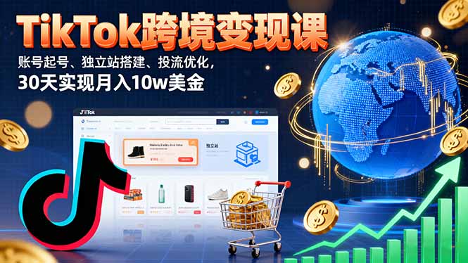 （16034期）TikTok跨境变现课：账号起号、独立站搭建、投流优化，30天实现月入10w美金