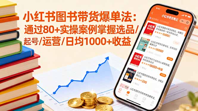 （16015期）小红书图书带货爆单法：通过80+实操案例掌握选品/起号/运营/日均1000+收益