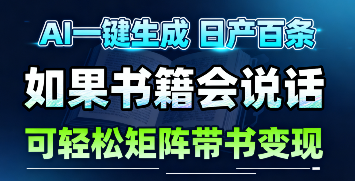AI书籍会说话，轻松带书变现，月入3W+