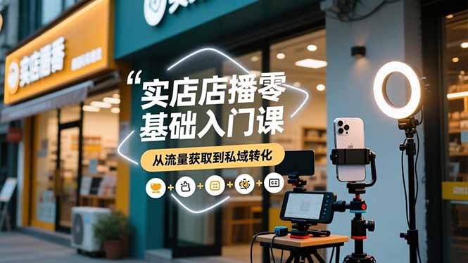 （16733期）实体店播零基础入门课，实体店+短视频+直播+微信生态+私域社群，从流量获取到私域转化