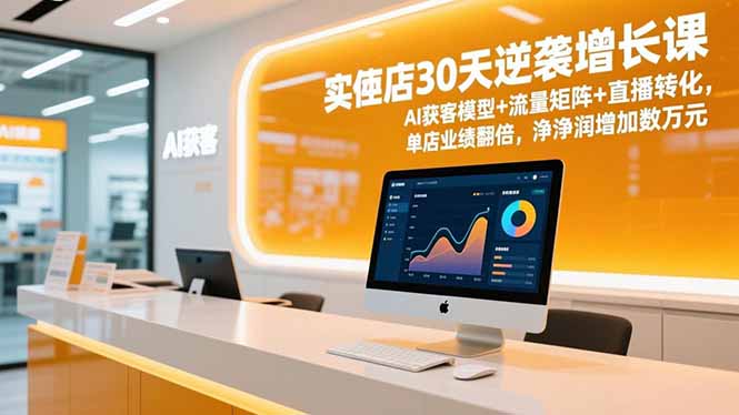 （16793期）实体店30天逆袭增长课，AI获客模型+流量矩阵+直播转化，单店业绩翻倍，净利润增加数万元