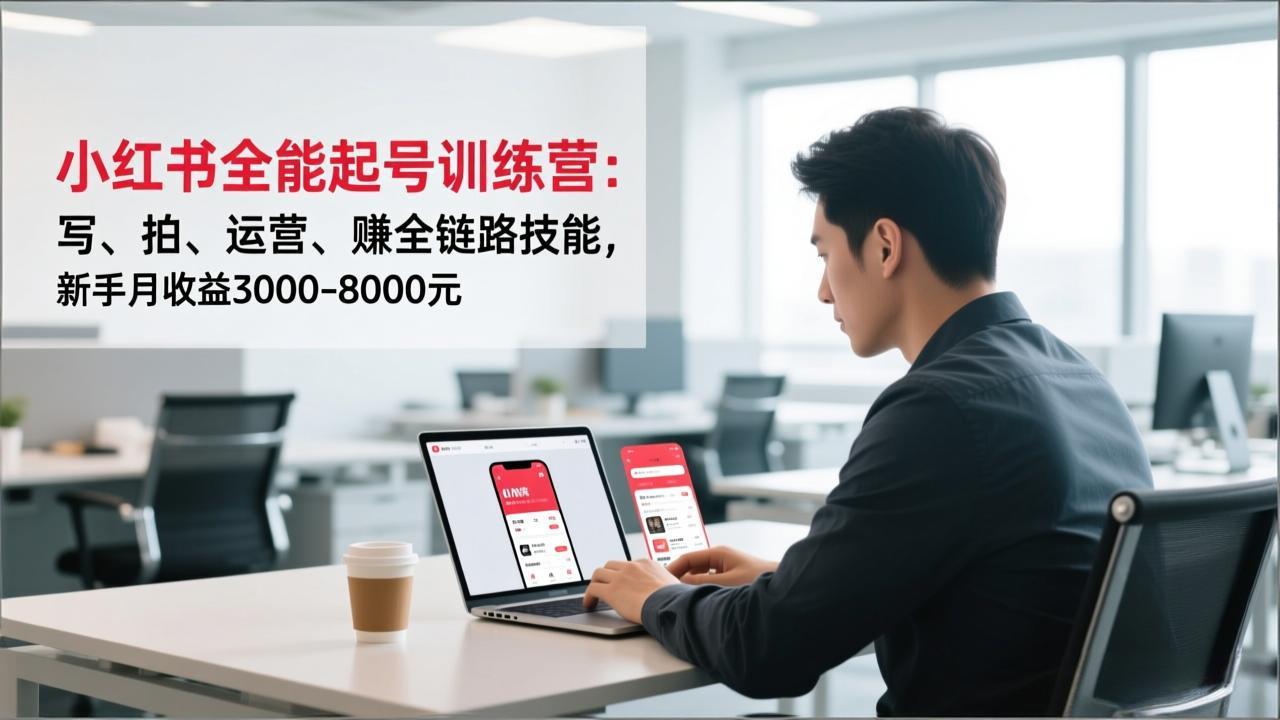 （16836期）小红书全能起号训练营：写、拍、运营、赚全链路技能，新手月收益3000-8000元