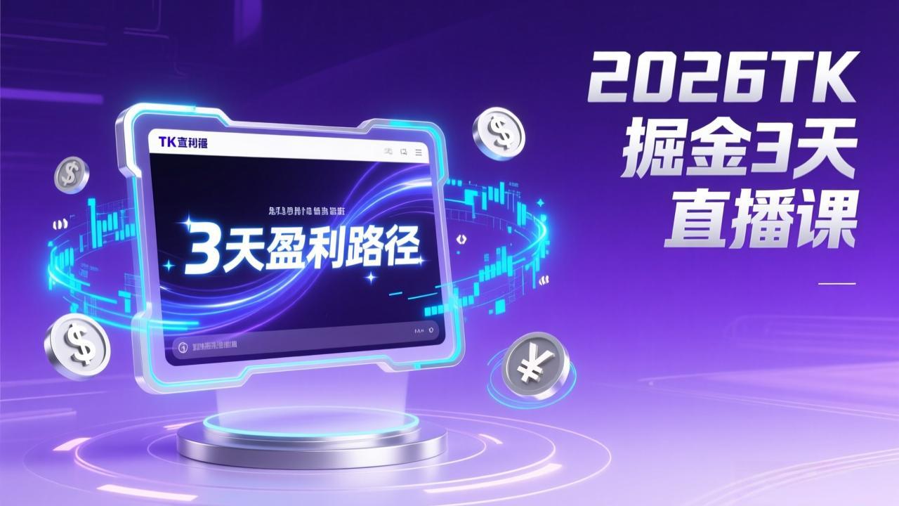 （17147期）2026TK掘金直播课，起号涨粉+直播带货+商单变现+3天打通盈利路径，月入过万美金