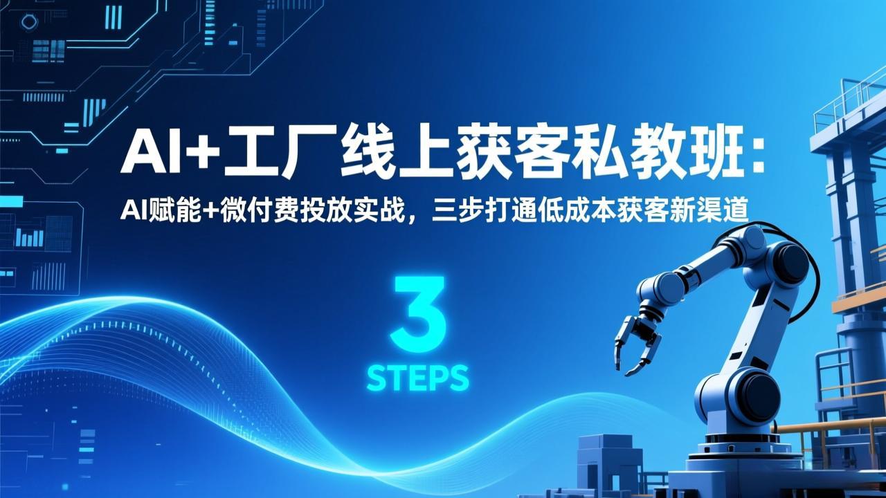 （17180期）AI+工厂线上获客私教班：AI赋能+微付费投放实战，三步打通低成本获客新渠道