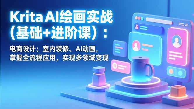 （17023期）Krita AI绘画实战(基础+进阶课)：电商设计、室内装修、AI动画，掌握全流程应用，实现多领域变现