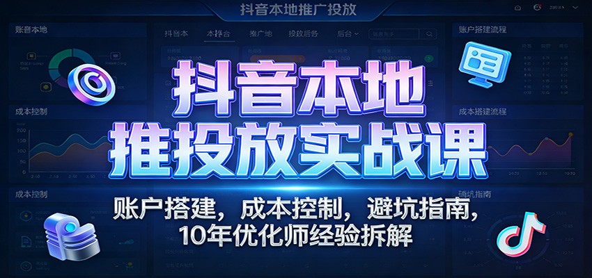 抖音本地推投放实战课：账户搭建，成本控制，避坑指南，10年优化师经验拆解