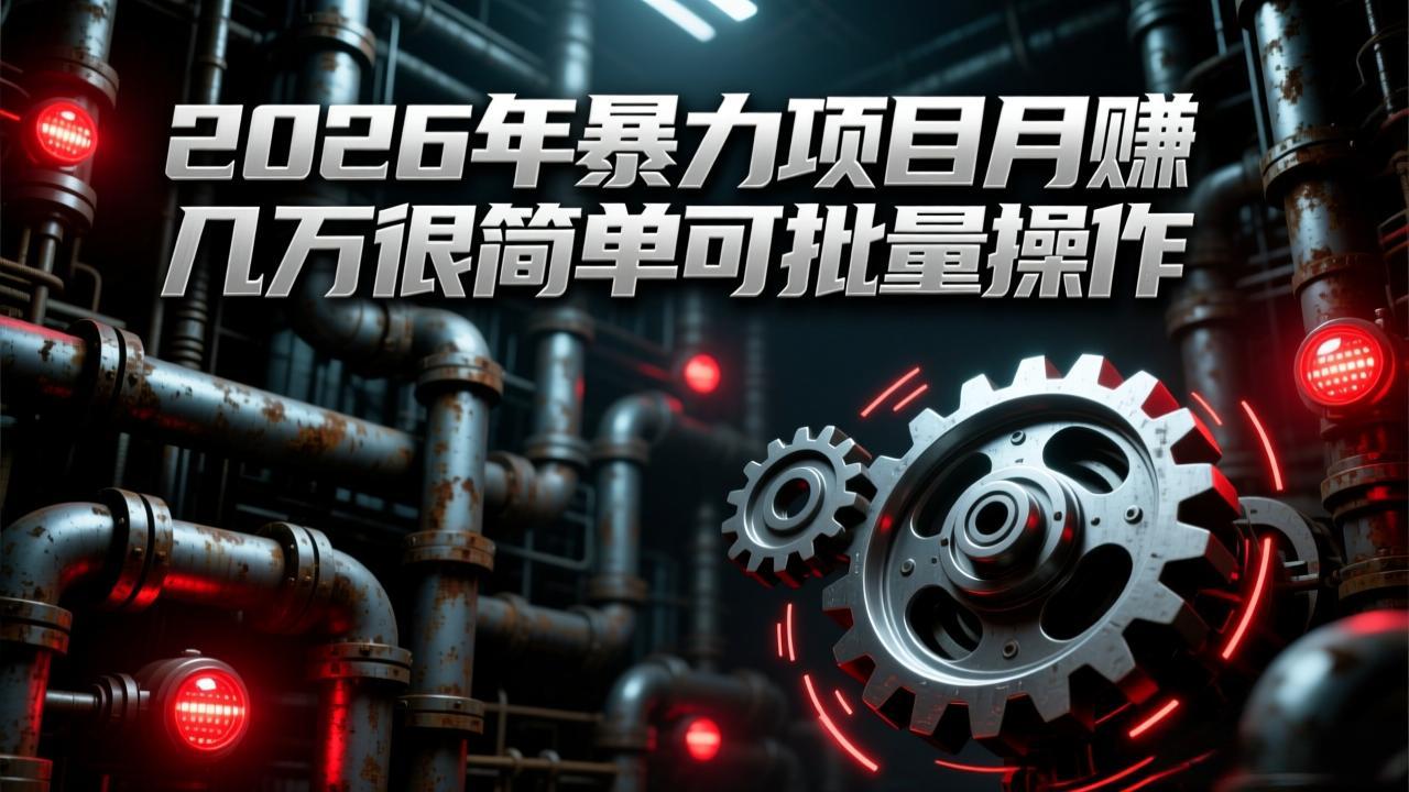 （17218期）2026年暴力项目月赚几万很简单可批量操作，成本低，利润大