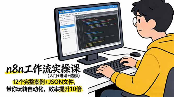 （17615期）n8n工作流实操课（入门+进阶+选修）12个完整案例+JSON文件，带你玩转自动化，效率提升10倍