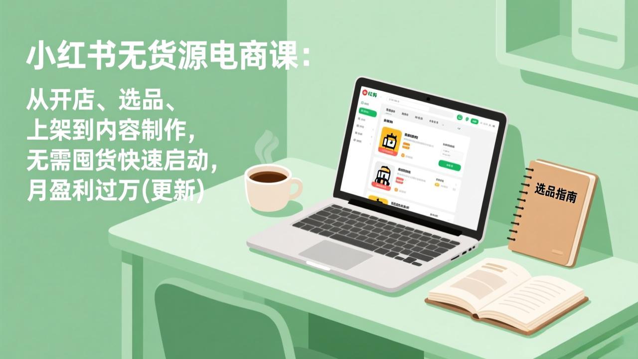 （17842期）小红书无货源电商课(3月更新)：从开店、选品、上架到内容制作，无需囤货快速启动，月盈利过万