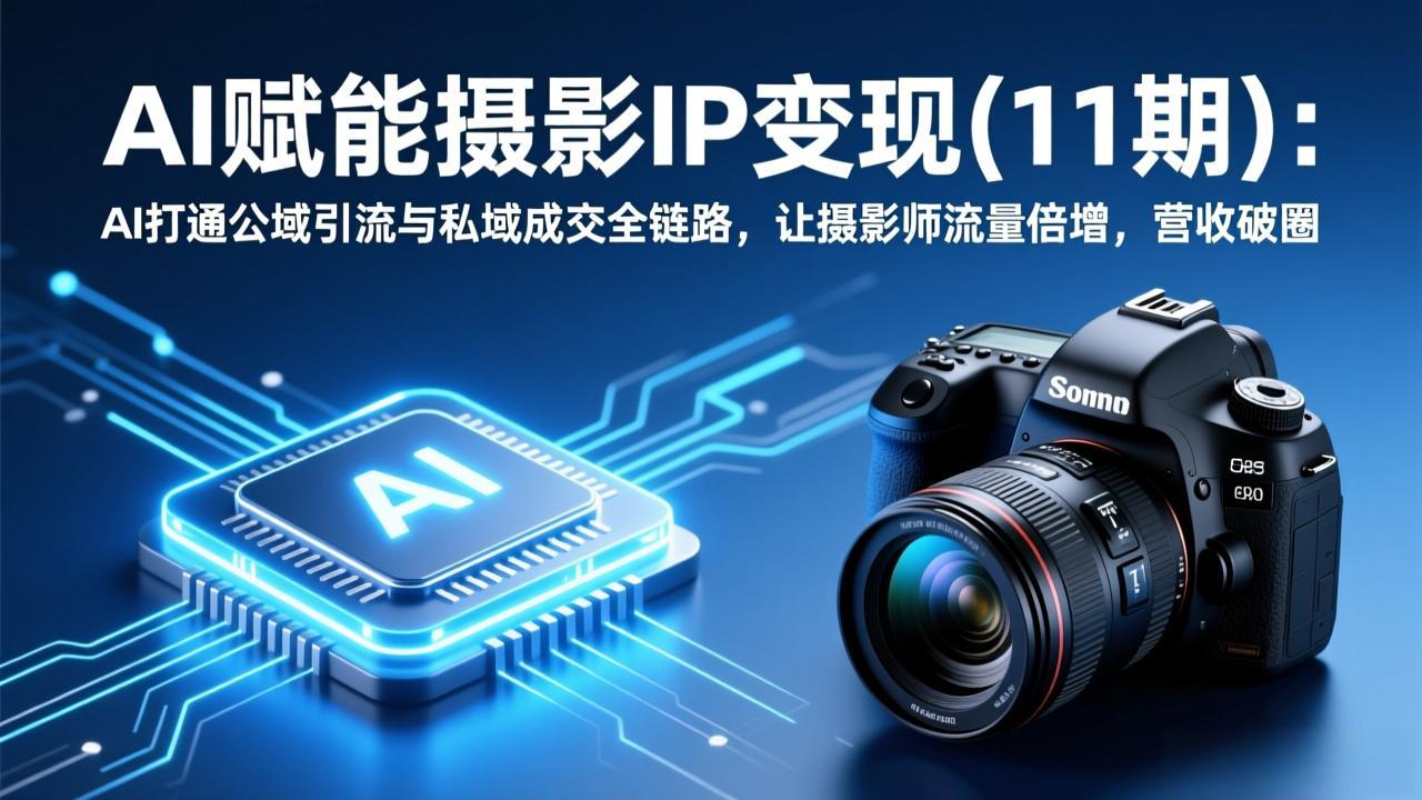 （17558期）AI赋能摄影IP变现（11期）：AI打通公域引流与私域成交全链路，让摄影师流量倍增，营收破圈