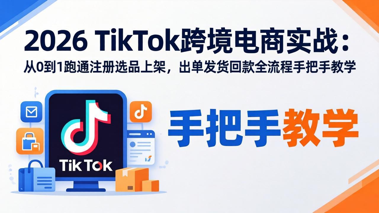 （18027期）2026TikTok跨境电商实战-更新：从0到1跑通注册选品上架，出单发货回款全流程手把手教学