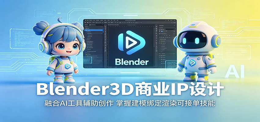 Blender3D商业IP设计:融合AI工具辅助创作,掌握建模绑定渲染可接单技能