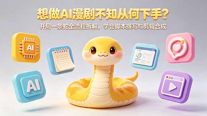 （18550期）想做AI漫剧不知从何下手？开局一条蛇全流程拆解，学会脚本撰写与剪辑合成