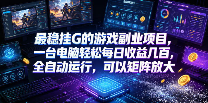 低成本网游挂机项目,单号保底日入100左右,可矩阵放大!合法合规!