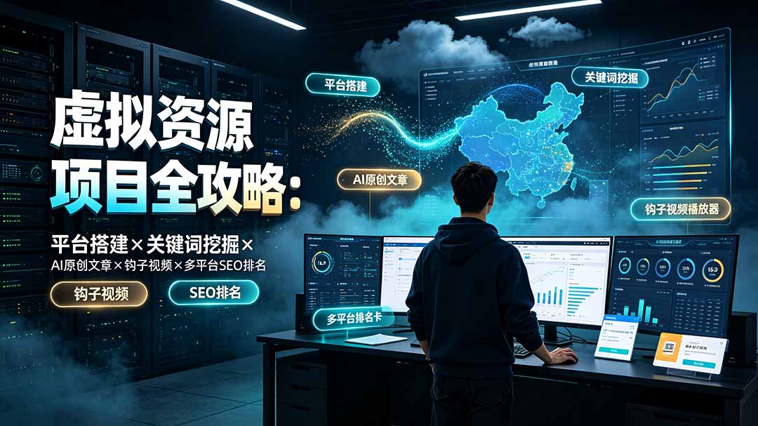 (19322期)虚拟资源项目全攻略:平台搭建×关键词挖掘×AI原创文章×钩子视频×多平台SEO排名