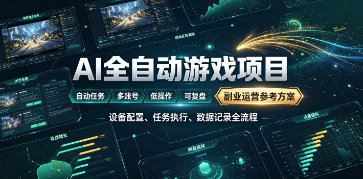 (19365期)AI全自动游戏躺賺副业:日入几百,稳定运行三年的项目!