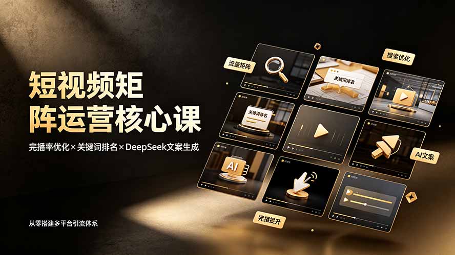 (19259期)短视频矩阵运营核心课:完播率优化×关键词排名×DeepSeek文案生成,从零搭建多平台引流体系