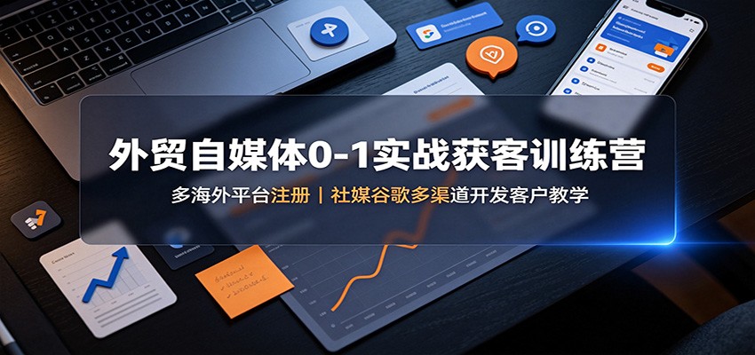 外贸自媒体0-1实战获客训练营：多海外平台注册，社媒谷歌多渠道开发客户教学