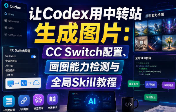 让Codex用中转站生成图片:CC Switch配置、画图能力检测与全局Skill教程