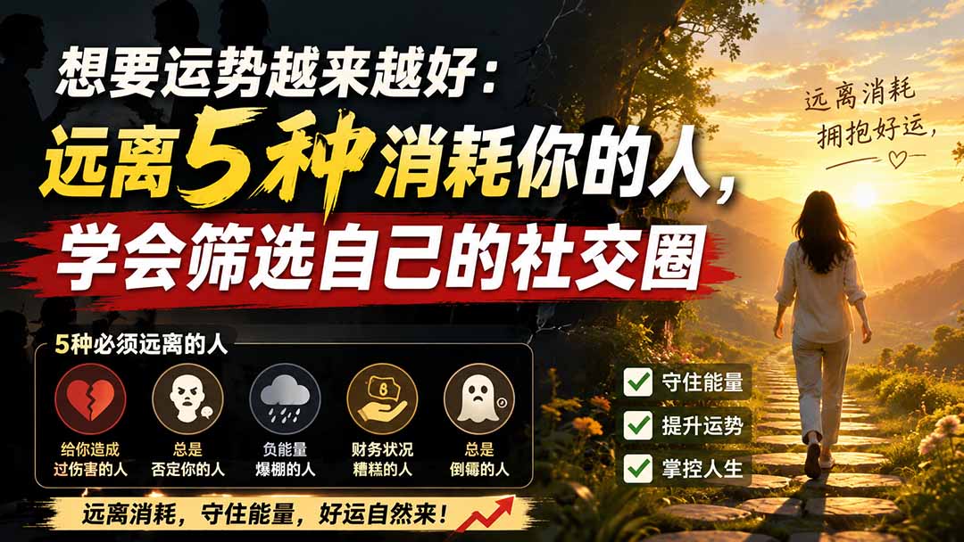(19965期)付费文章:想要运势越来越好:远离5种消耗你的人,学会筛选自己的社交圈