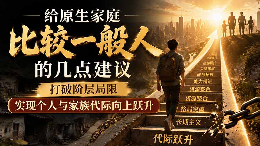 0成本启动！3步帮原生家庭普通者突破阶层限制，实现个人成长与家族代际跃升