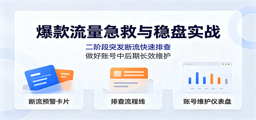爆款流量急救与稳盘实战：二阶段突发断流快速排查，做好账号中后期长效维护