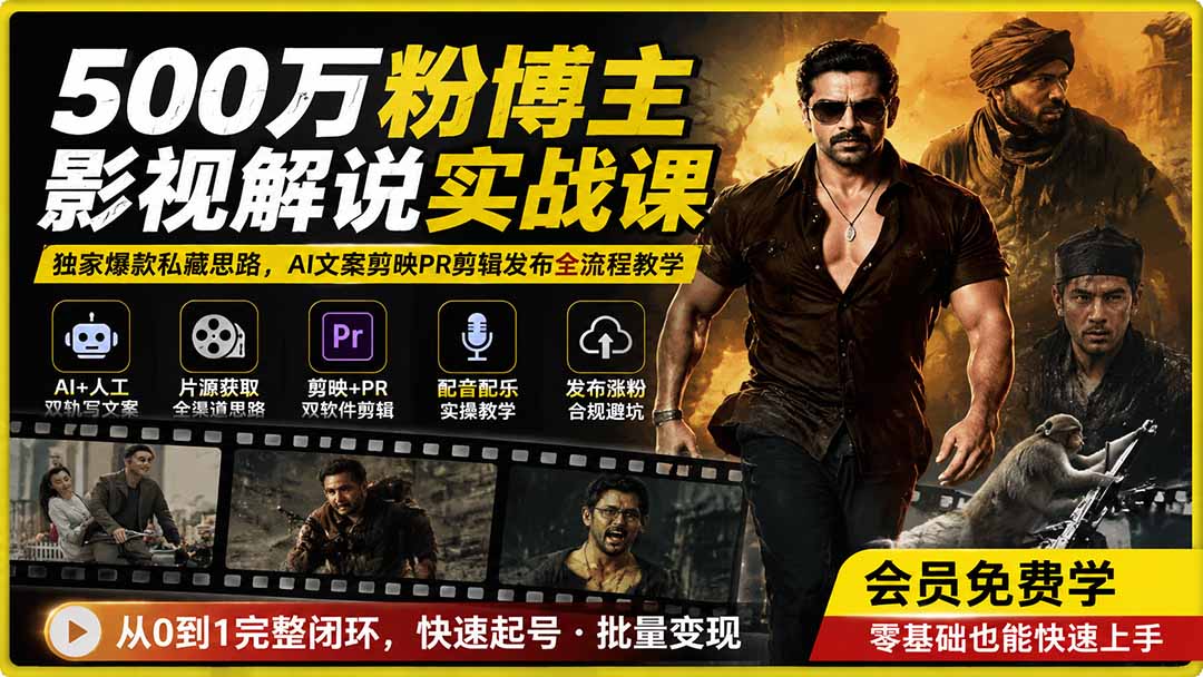 0成本入门！500万粉博主亲授影视解说引流三步法：AI写稿+剪映剪辑+精准发布全流程